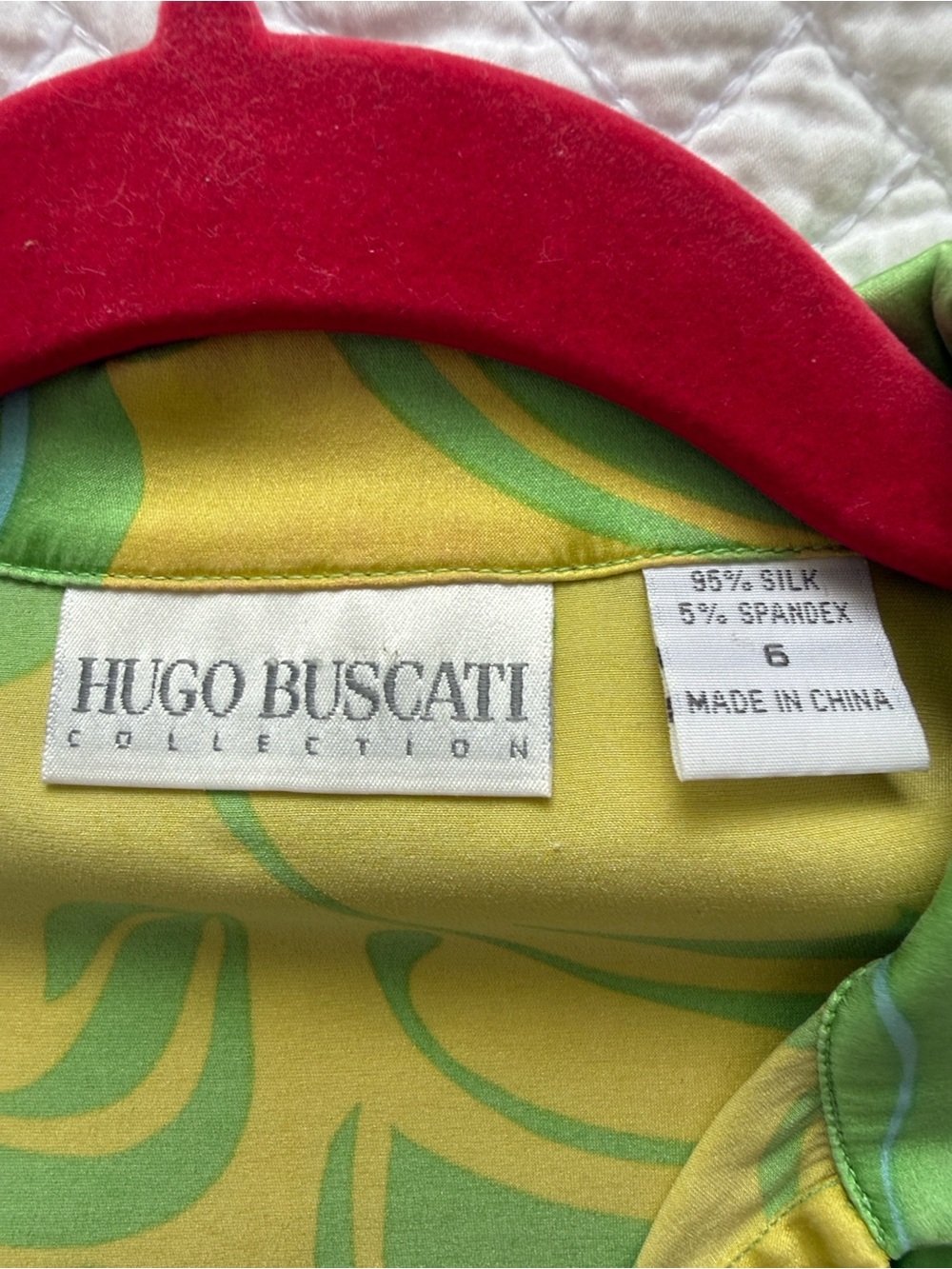 Hugo Buscati Vintage Y2K Lime Green and Teal Long Sleeve Tunic Dress Size 6 Silk - Picture 4 of 11